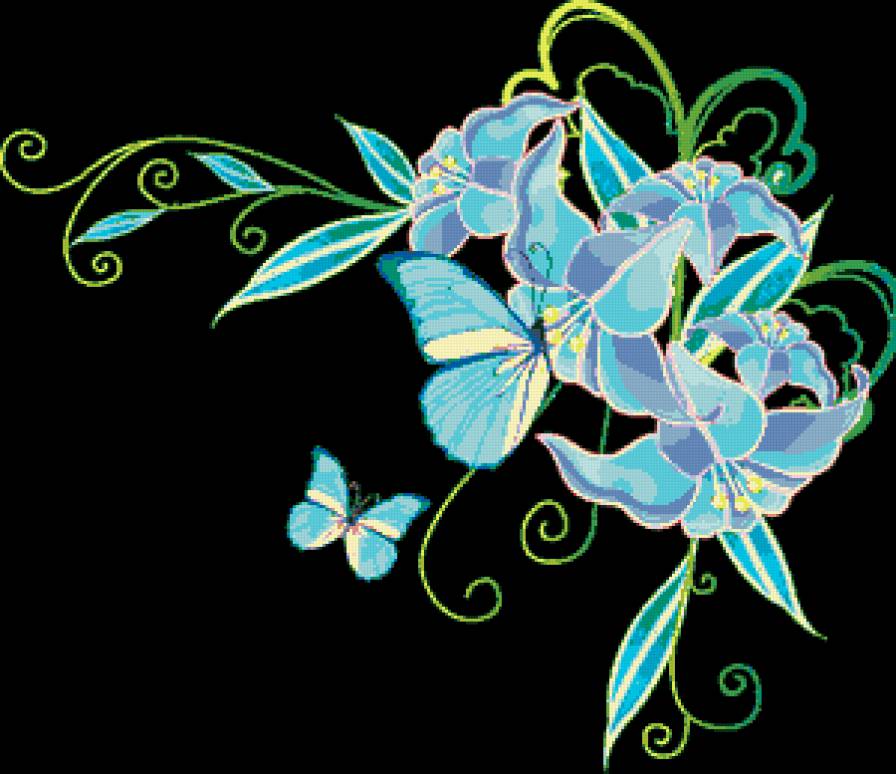 Бабочки на цветах - животные, природа, бабочки, орнаменты, узоры - предпросмотр