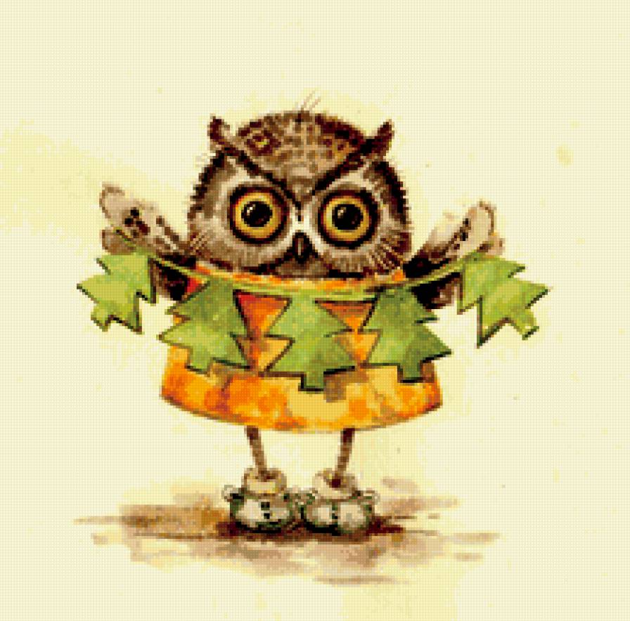 совенок - новый год, герлянда, сова - предпросмотр