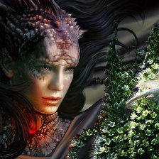 Схема вышивки «девушка-дракон»