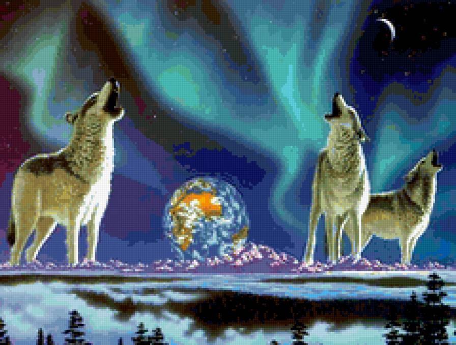 фауна - волки, природа, фауна, картина, животные - предпросмотр