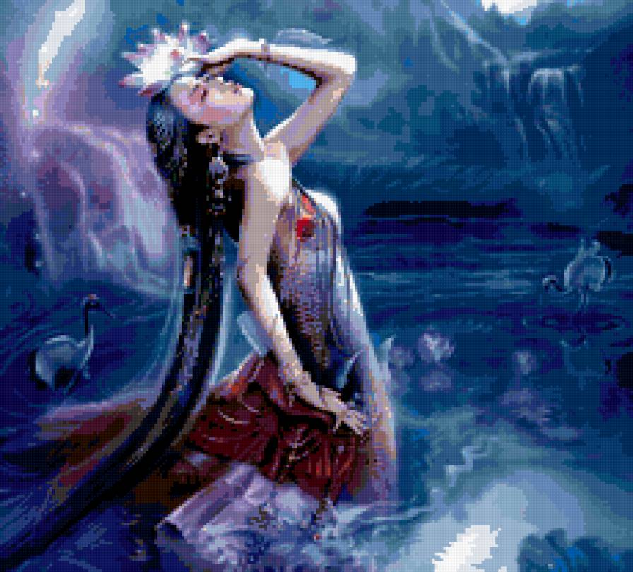 девушка - одиночество, картина, любовь, девушка, красота, вода - предпросмотр