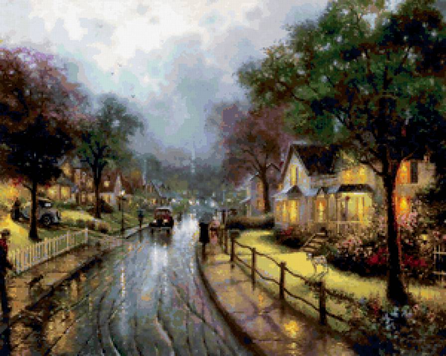 Праздник Света от Томаса Кинкейда (Thomas Kinkade) - дом, дорога, картина - предпросмотр