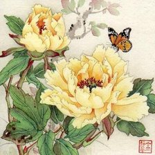 Схема вышивки «желтые пионы»