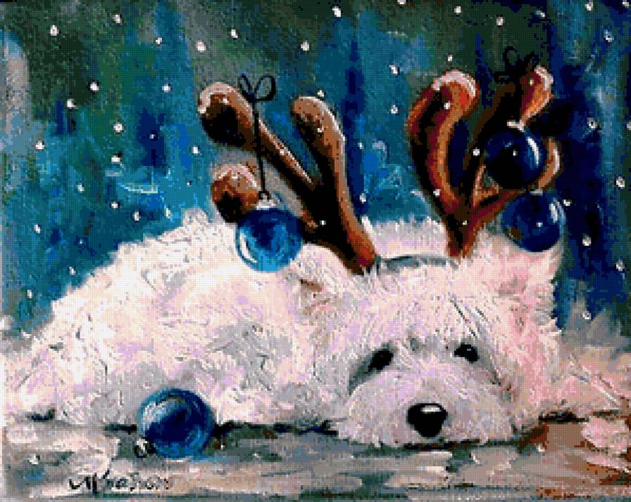 Собачкино рождество - открытка, собаки, зима, собачка, снег, собака, рождество - предпросмотр