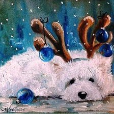 Схема вышивки «Собачкино рождество»