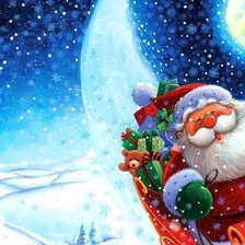 Схема вышивки «дед мороз спешит к вам»