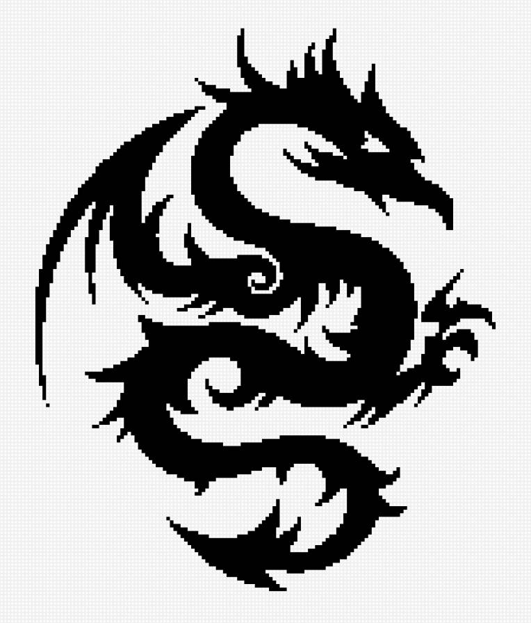 дракоша - дракон, монохром - предпросмотр
