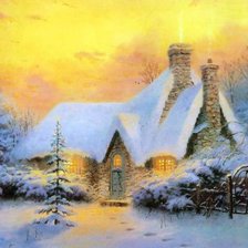 Схема вышивки «зимний домик»