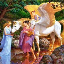 Схема вышивки «девушки и пегас»