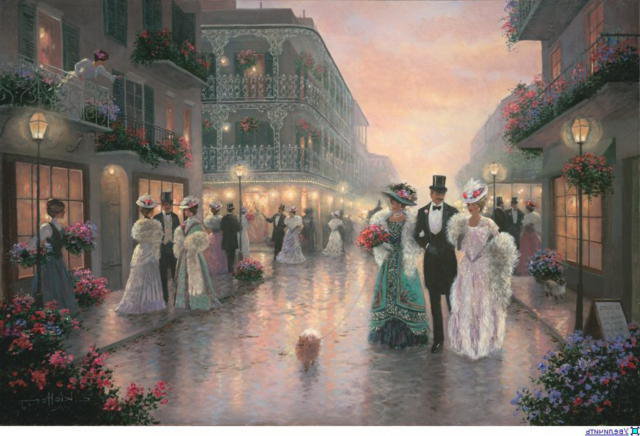 вечерняя прогулка - картина, классика, природа, любовь, люди, дамы - оригинал