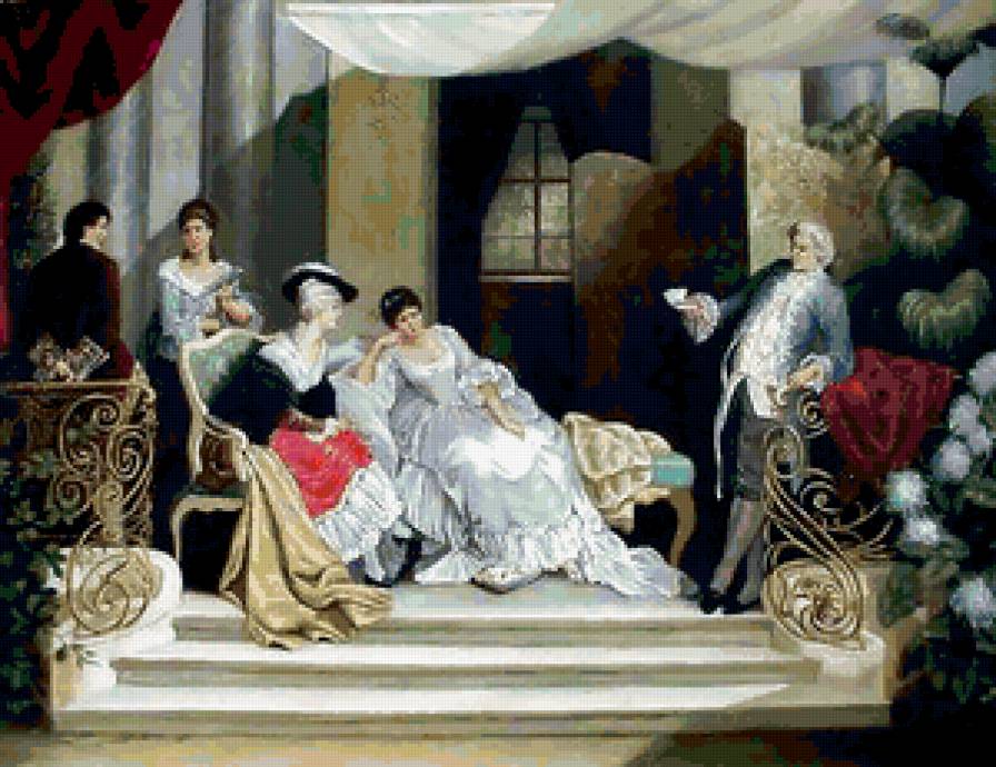 высшее общество - картина, дамы, классика, природа, люди, любовь - предпросмотр