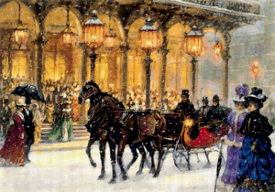 конная прогулка - классика, люди, картина, дамы, природа, любовь - предпросмотр