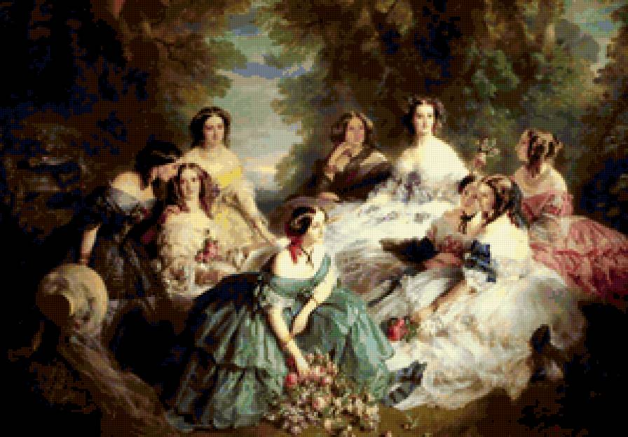 на прогулке - классика, природа, люди, дамы, картина - предпросмотр