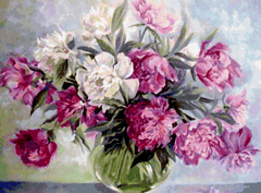 пионы - цветы, природа, букет, натюрморт, романтика,  - предпросмотр