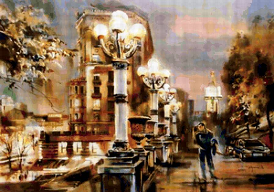 ночной город - здания, город, люди, поцелуй, любовь - предпросмотр