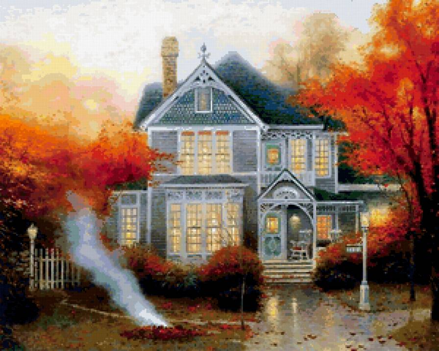 Праздник Света от Томаса Кинкейда (Thomas Kinkade) - природа, дом - предпросмотр