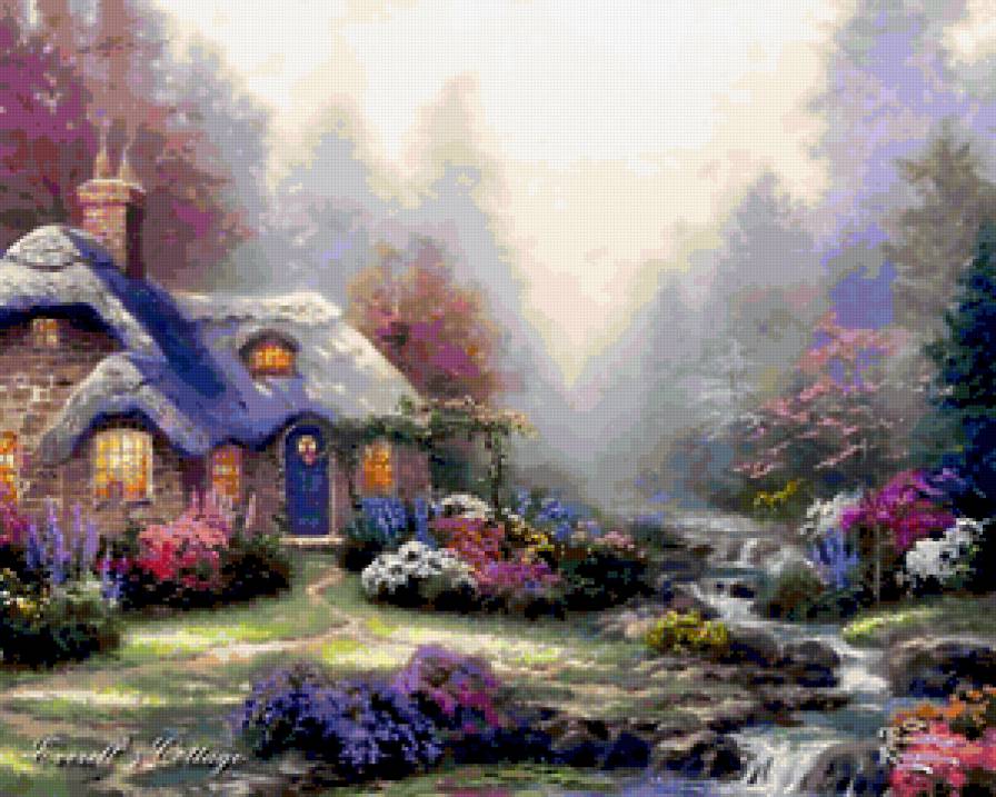 Праздник Света от Томаса Кинкейда (Thomas Kinkade) - природа, дом - предпросмотр