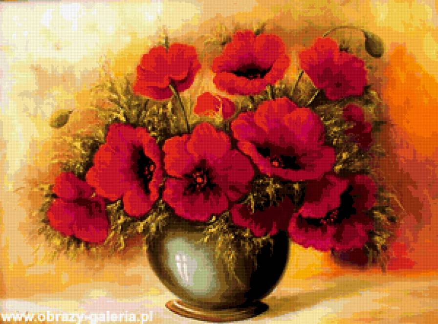 маки - букет, цветы, маки, ваза - предпросмотр