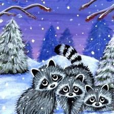 Схема вышивки «Еноты зимой»