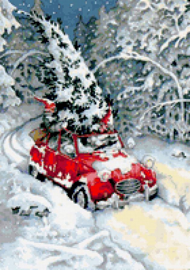 car with presents - christmas, winter, car - предпросмотр