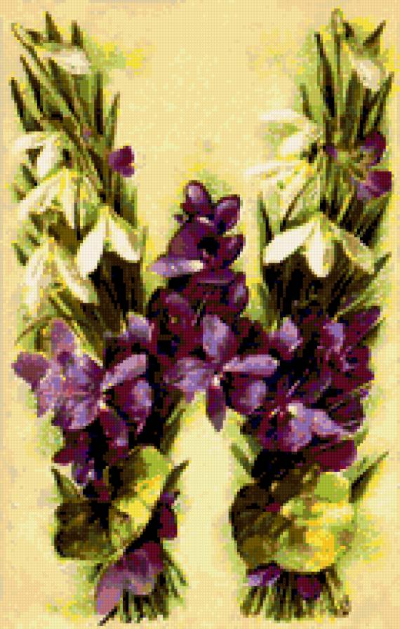 Фиалки и подснежники - цветы, фиалки, подснежники - предпросмотр