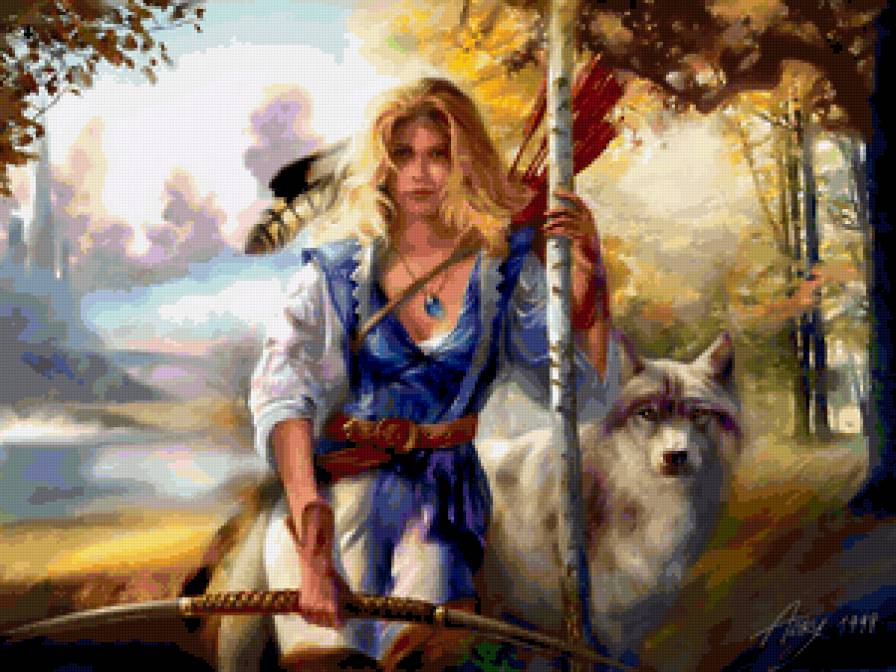 девушка и волк - предпросмотр