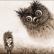 Схема вышивки «ежик и сова»