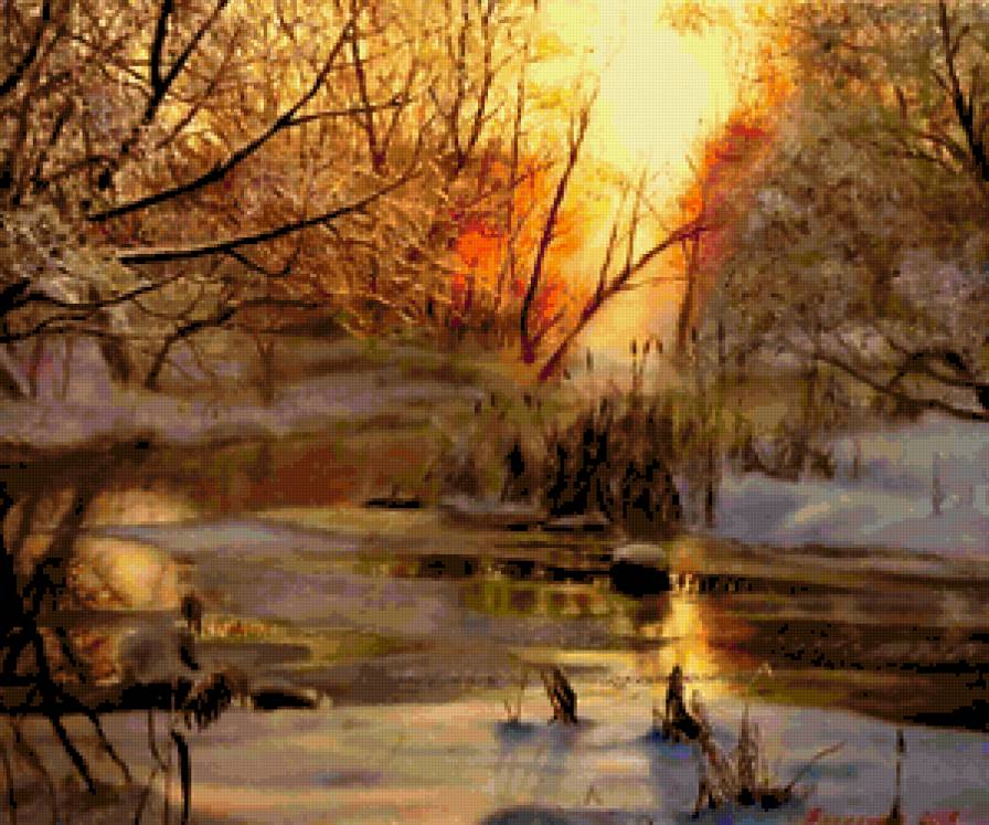 зима - лес, природа, пейзаж, река, зима, снег, времена года - предпросмотр