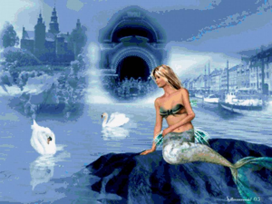 русалка и лебеди - русалка, белые лебеди - предпросмотр