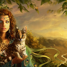 Схема вышивки «колдунья с хищной кошкой»