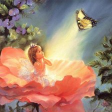 Схема вышивки «дюймовочка и бабочка»