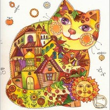 Схема вышивки «Кошкин дом. На подушку.»