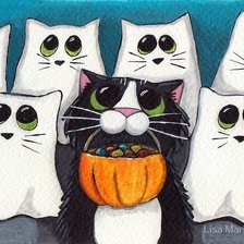 Схема вышивки «Котики. Тоже можно обрезать на подушку.»