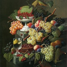 Схема вышивки «Натюрморт с виноградом»