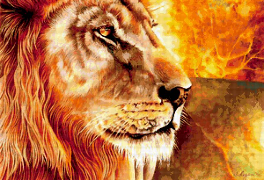 Царь зверей - животные, большие кошки, картина - предпросмотр