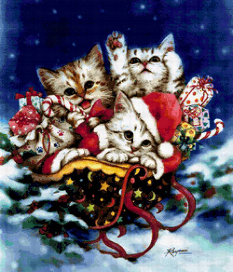 Радость Рождества - кошка - предпросмотр