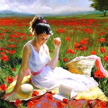 Схема вышивки «девушка в маках»