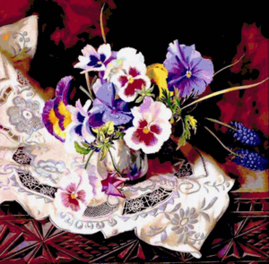 Букет анюток - букет, природа, растения, букеты, анютины глазки, цветы, фиалк, картины - предпросмотр