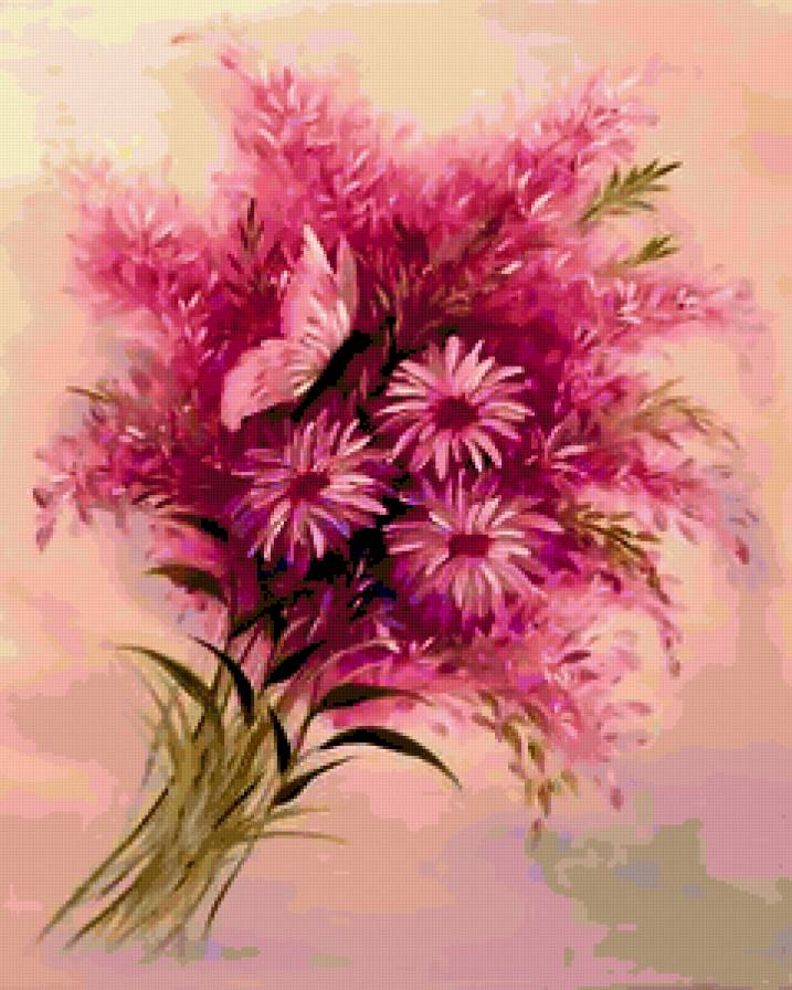 Розовый букет - растения, природа, флора, бук, бабочка, цветы, букеты, красота, цветочки - предпросмотр