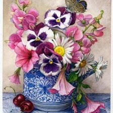 Схема вышивки «Анютины глазки»