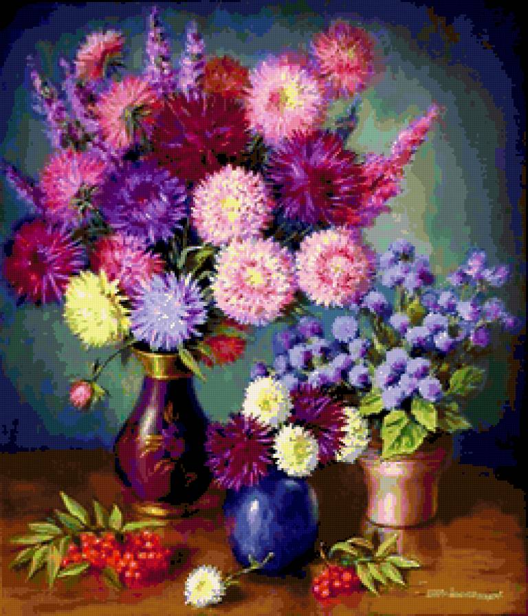 Яркий мир астр - растения, букет, природа, цветы, астры, красота, букеты, астра - предпросмотр