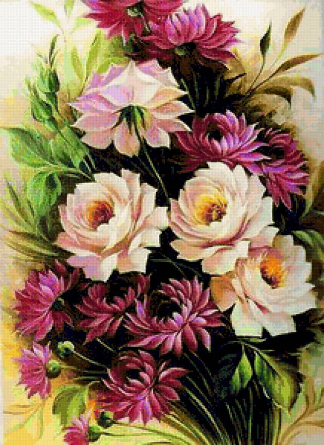 987098760896 - ваза, цветы, цветок, картина, весна, роза, букет, розы - предпросмотр