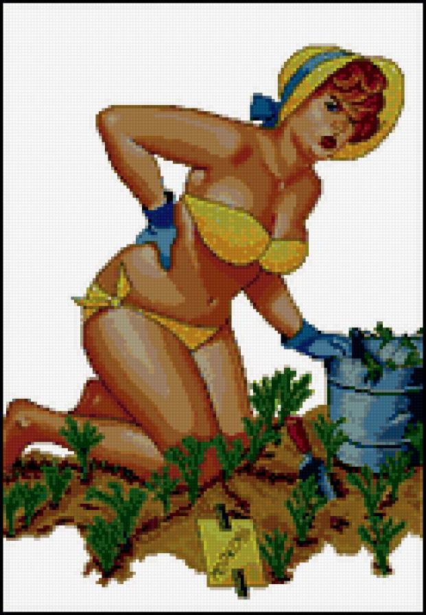 На даче - огород, женщина, на даче - предпросмотр