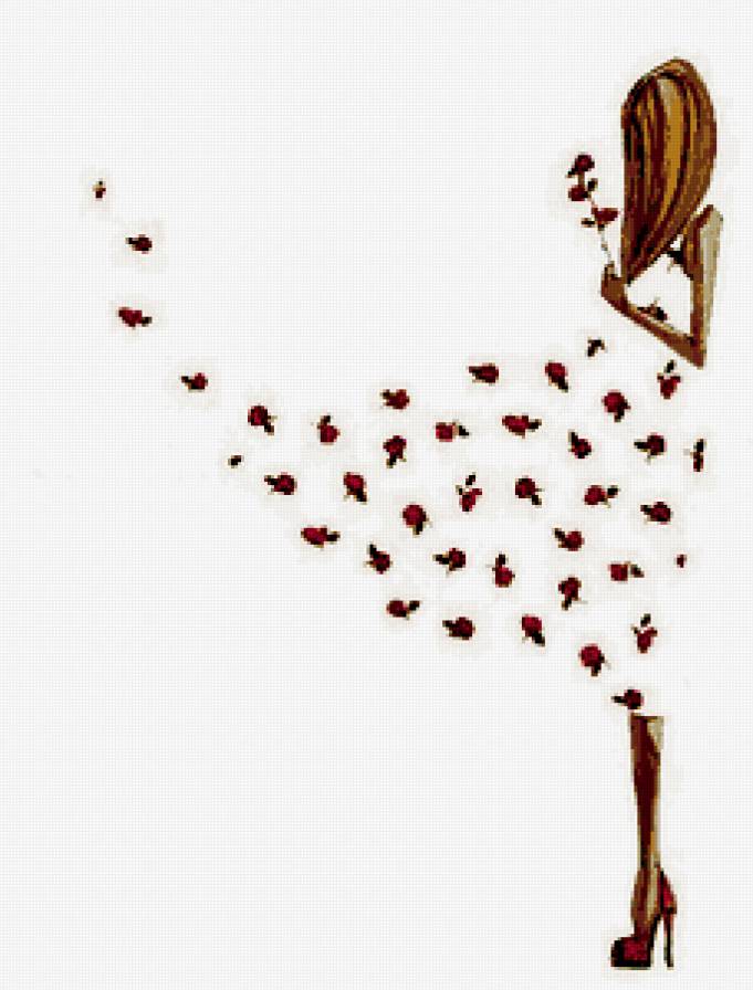 Девушка с розой - девушка, платье, розы - предпросмотр