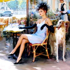 Схема вышивки «В кафе.»