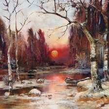 Схема вышивки «Начало весны По картине художника.»