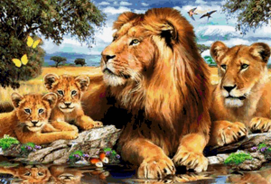 Лев - лев, природа, картина - предпросмотр