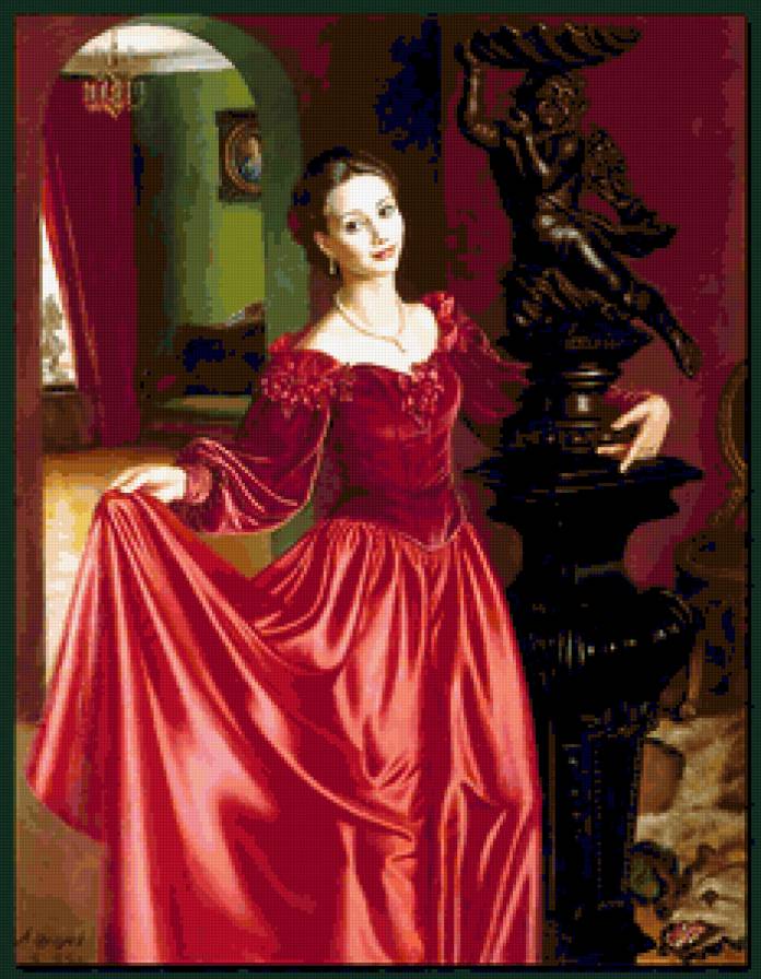 Танец с Амуром - танец, девушка, картина, амур - предпросмотр