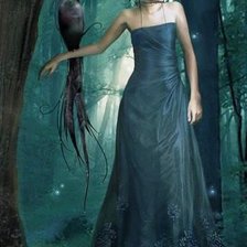 Схема вышивки «Девушка и птица»