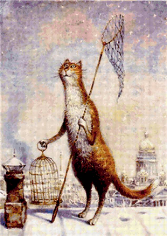 кот - сачок, крыша, кот, город.. - предпросмотр